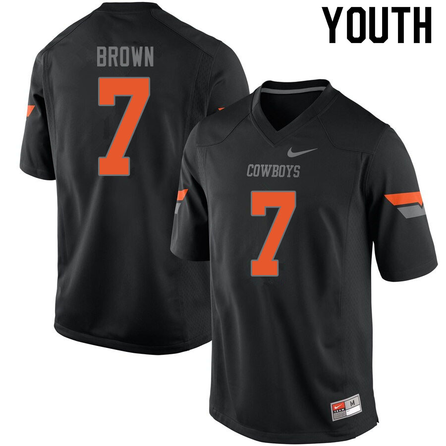 Youth #7 LD Brown Oklahoma State Cowboys College Football Jerseys Sale-Black - Click Image to Close